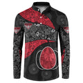 Personalized Essendon Football Button Sweatshirt Easter Egg Pattern Red Black Tribal Dot Art Style