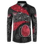 Personalized Essendon Football Button Sweatshirt Easter Egg Pattern Red Black Tribal Dot Art Style