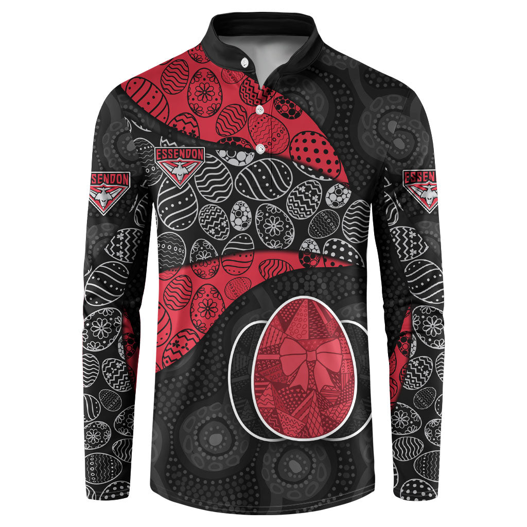 Personalized Essendon Football Button Sweatshirt Easter Egg Pattern Red Black Tribal Dot Art Style