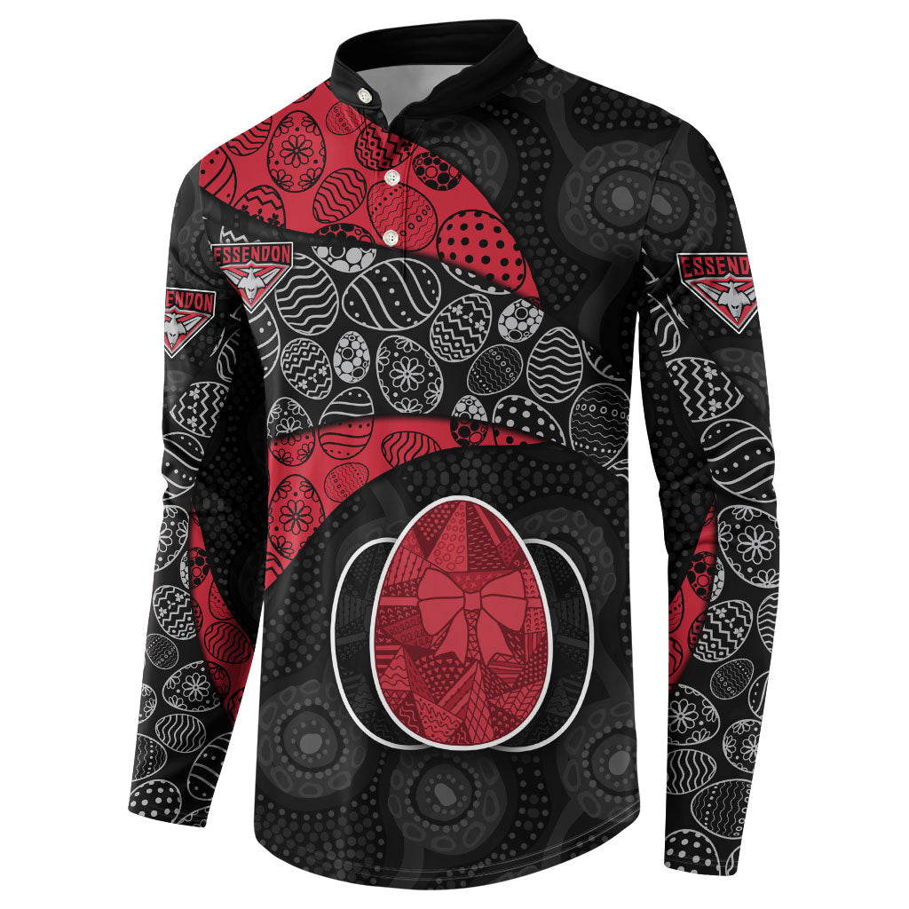 Personalized Essendon Football Button Sweatshirt Easter Egg Pattern Red Black Tribal Dot Art Style
