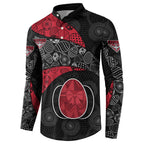 Personalized Essendon Football Button Sweatshirt Easter Egg Pattern Red Black Tribal Dot Art Style