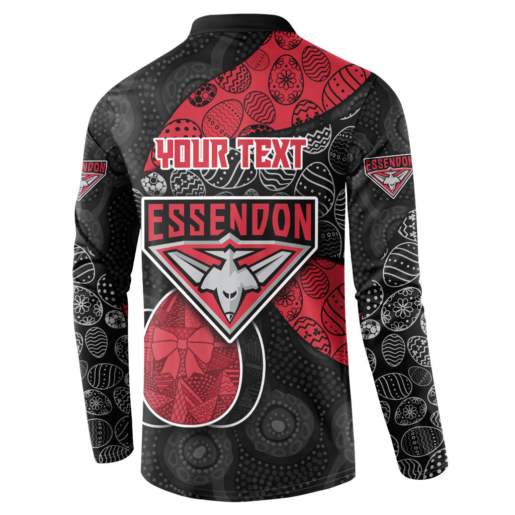 Personalized Essendon Football Button Sweatshirt Easter Egg Pattern Red Black Tribal Dot Art Style