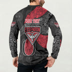Personalized Essendon Football Button Sweatshirt Easter Egg Pattern Red Black Tribal Dot Art Style