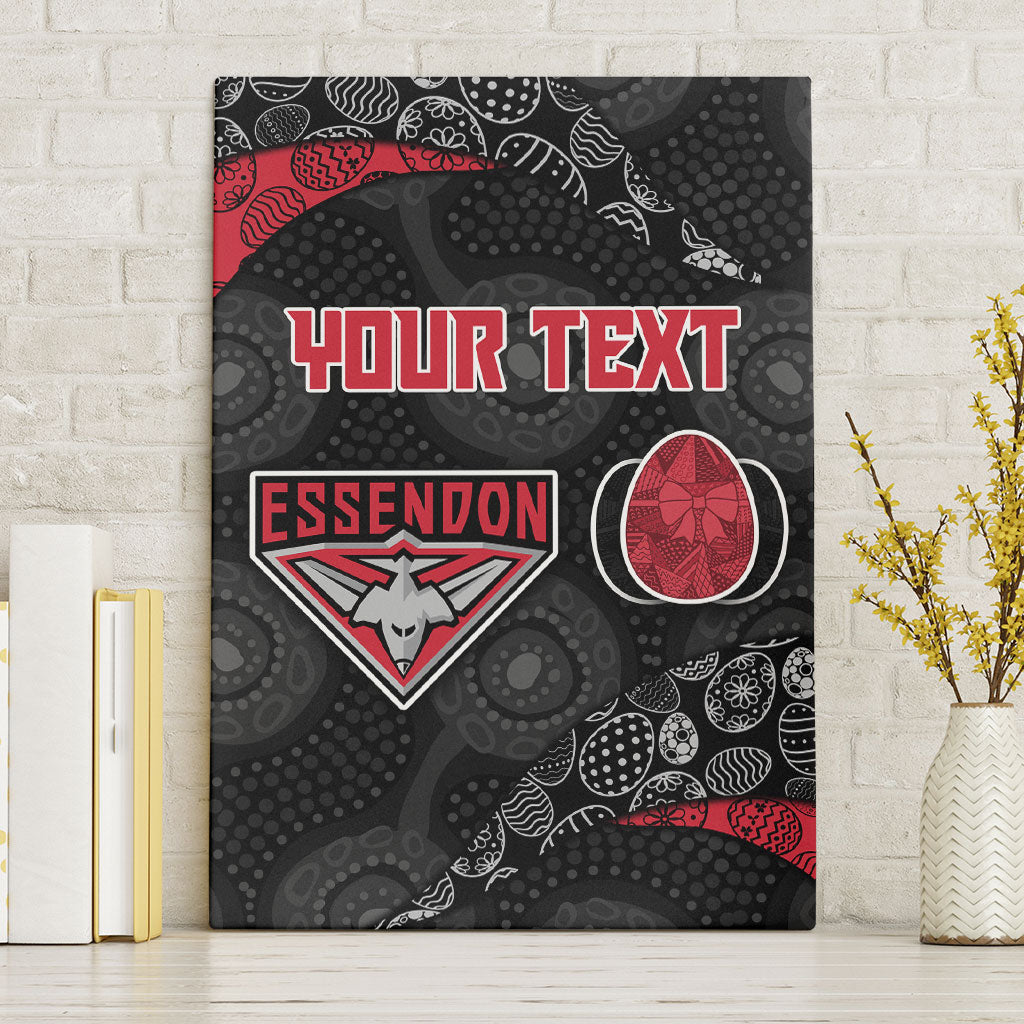Personalized Essendon Football Canvas Wall Art Easter Egg Pattern Red Black Tribal Dot Art Style
