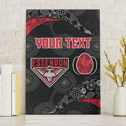 Personalized Essendon Football Canvas Wall Art Easter Egg Pattern Red Black Tribal Dot Art Style