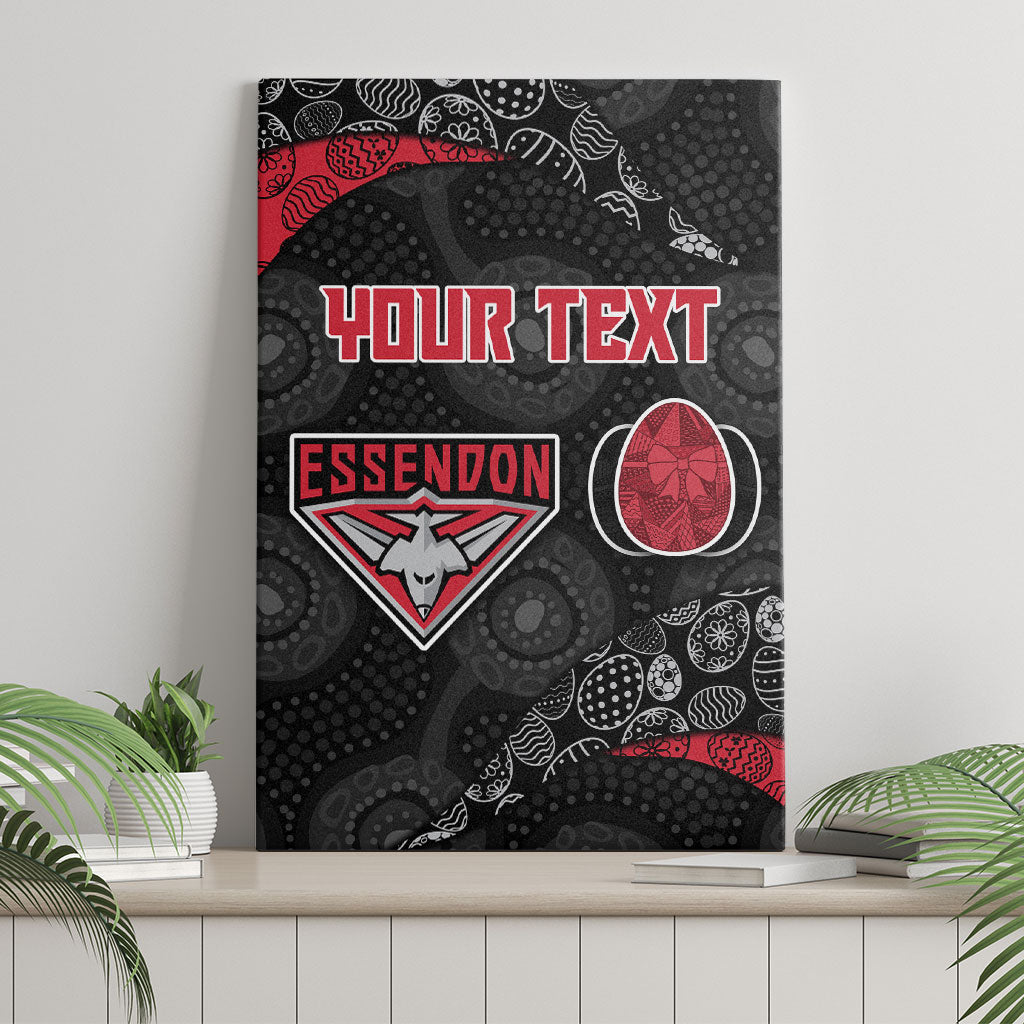 Personalized Essendon Football Canvas Wall Art Easter Egg Pattern Red Black Tribal Dot Art Style