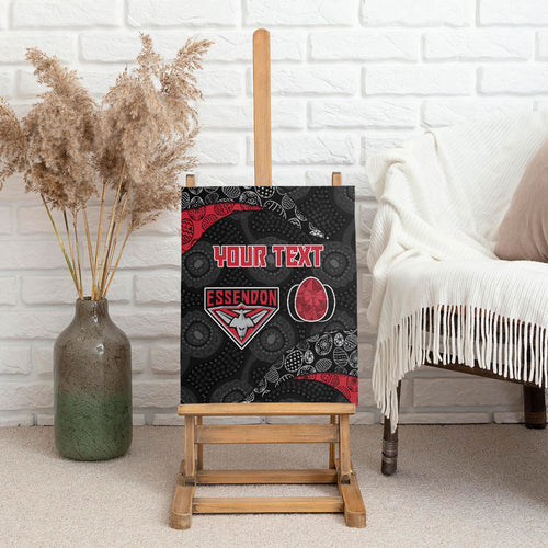 Personalized Essendon Football Canvas Wall Art Easter Egg Pattern Red Black Tribal Dot Art Style