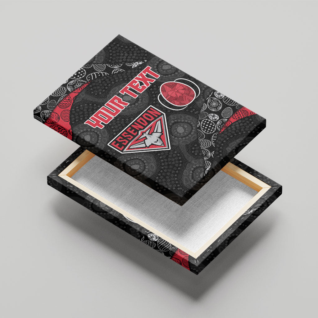 Personalized Essendon Football Canvas Wall Art Easter Egg Pattern Red Black Tribal Dot Art Style