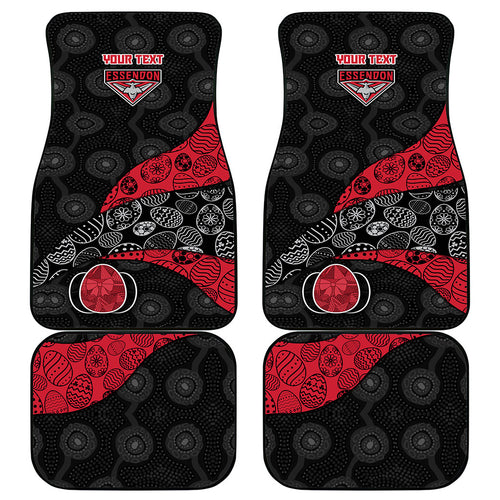 Personalized Essendon Football Car Mats Easter Egg Pattern Red Black Tribal Dot Art Style