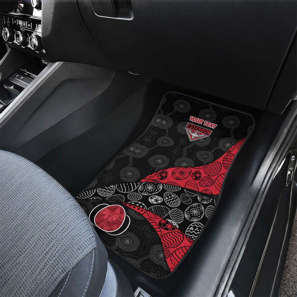Personalized Essendon Football Car Mats Easter Egg Pattern Red Black Tribal Dot Art Style