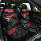 Personalized Essendon Football Car Seat Cover Easter Egg Pattern Red Black Tribal Dot Art Style