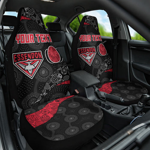 Personalized Essendon Football Car Seat Cover Easter Egg Pattern Red Black Tribal Dot Art Style