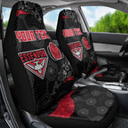 Personalized Essendon Football Car Seat Cover Easter Egg Pattern Red Black Tribal Dot Art Style
