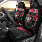 Personalized Essendon Football Car Seat Cover Easter Egg Pattern Red Black Tribal Dot Art Style