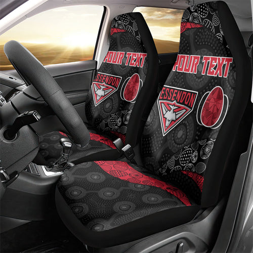 Personalized Essendon Football Car Seat Cover Easter Egg Pattern Red Black Tribal Dot Art Style