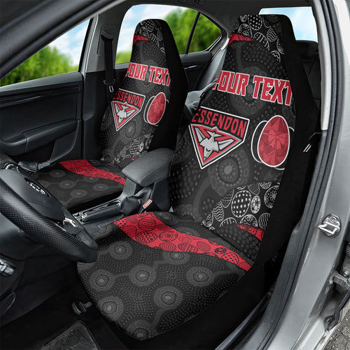Personalized Essendon Football Car Seat Cover Easter Egg Pattern Red Black Tribal Dot Art Style