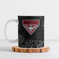 Personalized Essendon Football Ceramic Mug Easter Egg Pattern Red Black Tribal Dot Art Style