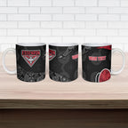 Personalized Essendon Football Ceramic Mug Easter Egg Pattern Red Black Tribal Dot Art Style
