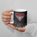 Personalized Essendon Football Ceramic Mug Easter Egg Pattern Red Black Tribal Dot Art Style