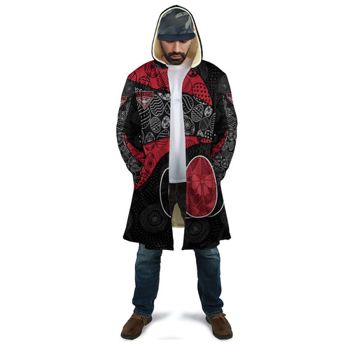 Personalized Essendon Football Cloak Easter Egg Pattern Red Black Tribal Dot Art Style
