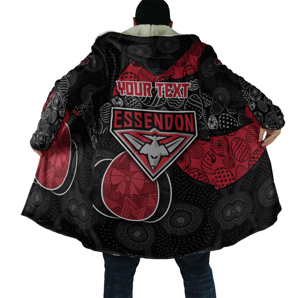 Personalized Essendon Football Cloak Easter Egg Pattern Red Black Tribal Dot Art Style