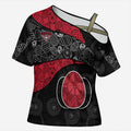 Personalized Essendon Football Cross Shoulder Shirt Easter Egg Pattern Red Black Tribal Dot Art Style