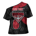 Personalized Essendon Football Cross Shoulder Shirt Easter Egg Pattern Red Black Tribal Dot Art Style