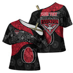 Personalized Essendon Football Cross Shoulder Shirt Easter Egg Pattern Red Black Tribal Dot Art Style