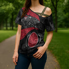 Personalized Essendon Football Cross Shoulder Shirt Easter Egg Pattern Red Black Tribal Dot Art Style