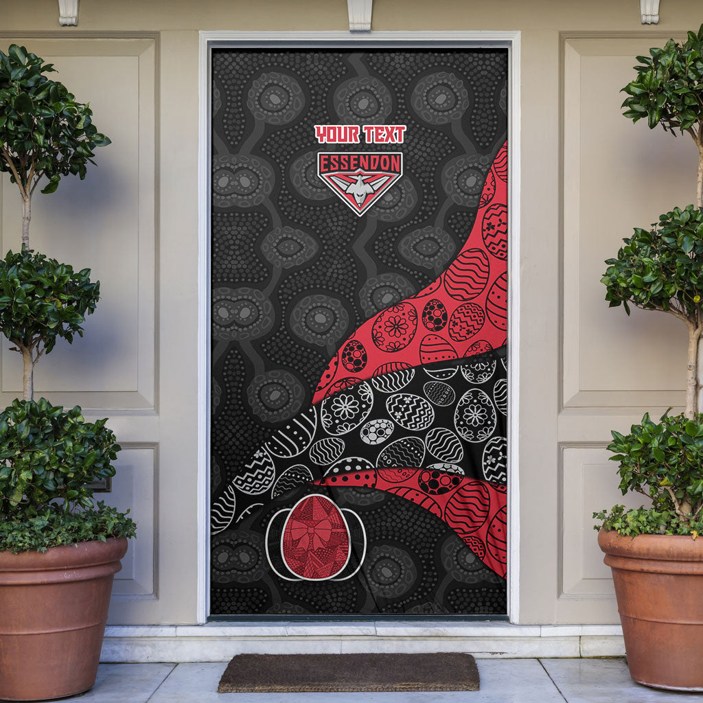 Personalized Essendon Football Door Cover Easter Egg Pattern Red Black Tribal Dot Art Style