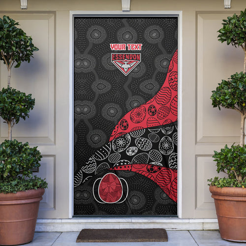 Personalized Essendon Football Door Cover Easter Egg Pattern Red Black Tribal Dot Art Style