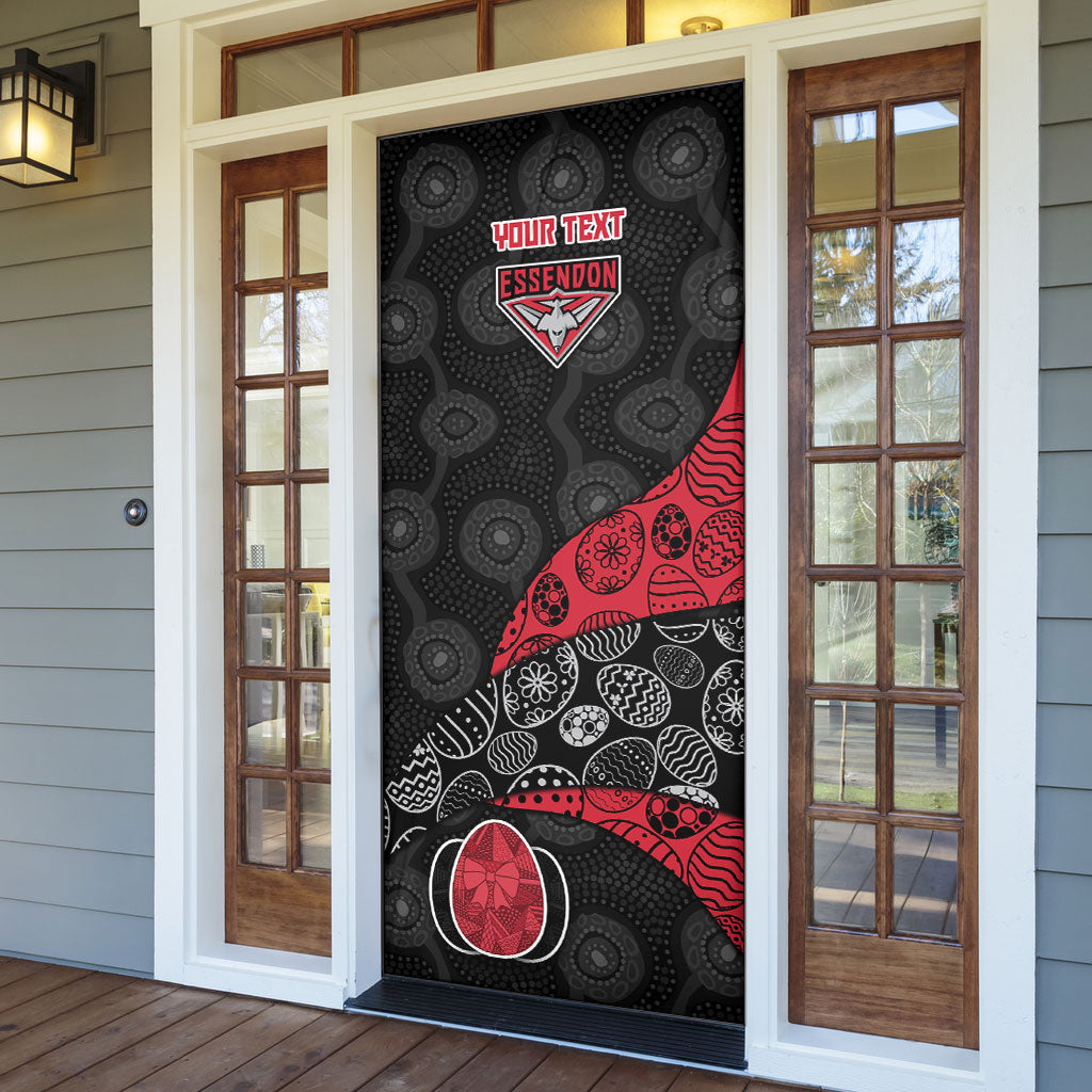 Personalized Essendon Football Door Cover Easter Egg Pattern Red Black Tribal Dot Art Style