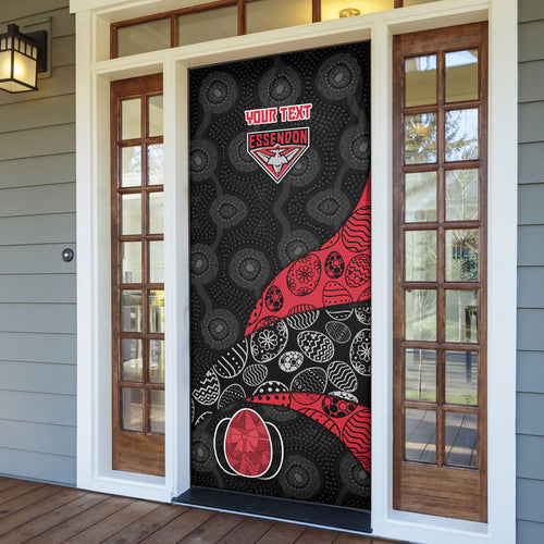 Personalized Essendon Football Door Cover Easter Egg Pattern Red Black Tribal Dot Art Style