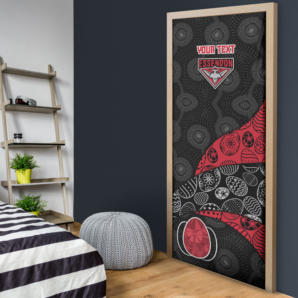 Personalized Essendon Football Door Cover Easter Egg Pattern Red Black Tribal Dot Art Style