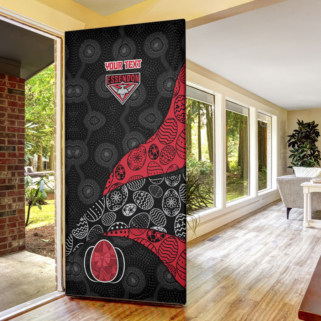 Personalized Essendon Football Door Cover Easter Egg Pattern Red Black Tribal Dot Art Style
