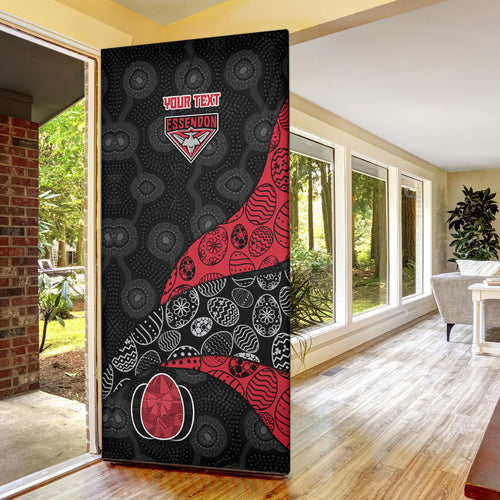 Personalized Essendon Football Door Cover Easter Egg Pattern Red Black Tribal Dot Art Style