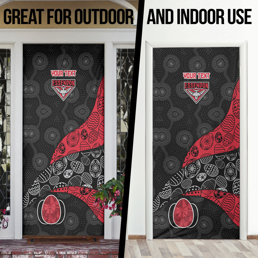 Personalized Essendon Football Door Cover Easter Egg Pattern Red Black Tribal Dot Art Style