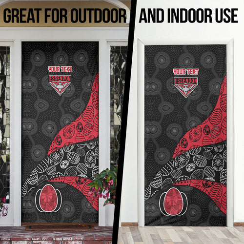 Personalized Essendon Football Door Cover Easter Egg Pattern Red Black Tribal Dot Art Style