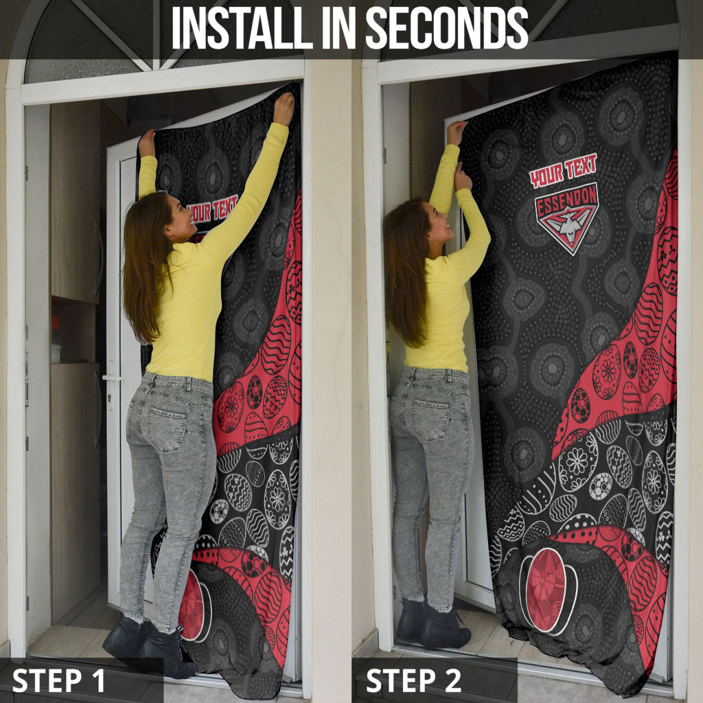 Personalized Essendon Football Door Cover Easter Egg Pattern Red Black Tribal Dot Art Style