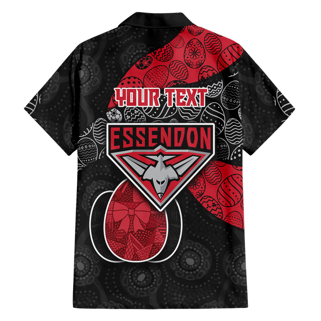 Personalized Essendon Football Family Matching Short Sleeve Bodycon Dress and Hawaiian Shirt Easter Egg Pattern Red Black Tribal Dot Art Style
