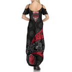 Personalized Essendon Football Family Matching Summer Maxi Dress and Hawaiian Shirt Easter Egg Pattern Red Black Tribal Dot Art Style