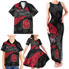 Personalized Essendon Football Family Matching Tank Maxi Dress and Hawaiian Shirt Easter Egg Pattern Red Black Tribal Dot Art Style