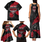 Personalized Essendon Football Family Matching Tank Maxi Dress and Hawaiian Shirt Easter Egg Pattern Red Black Tribal Dot Art Style