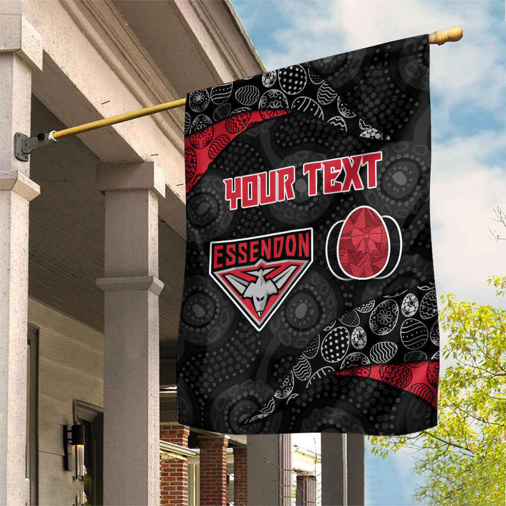 Personalized Essendon Football Garden Flag Easter Egg Pattern Red Black Tribal Dot Art Style