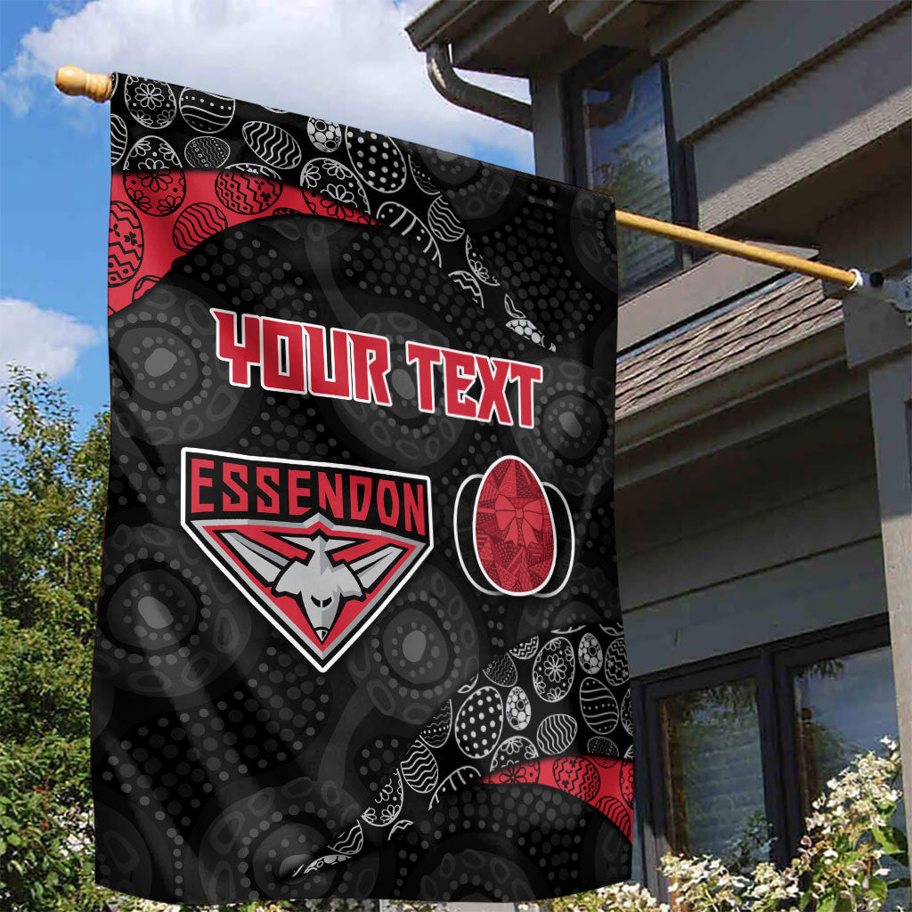 Personalized Essendon Football Garden Flag Easter Egg Pattern Red Black Tribal Dot Art Style