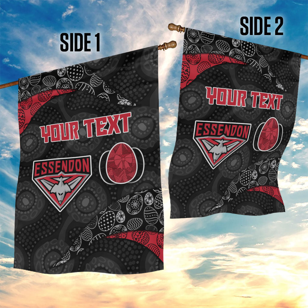 Personalized Essendon Football Garden Flag Easter Egg Pattern Red Black Tribal Dot Art Style