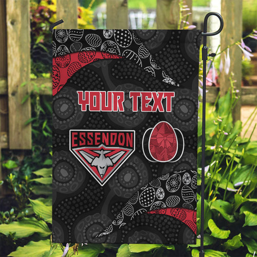 Personalized Essendon Football Garden Flag Easter Egg Pattern Red Black Tribal Dot Art Style