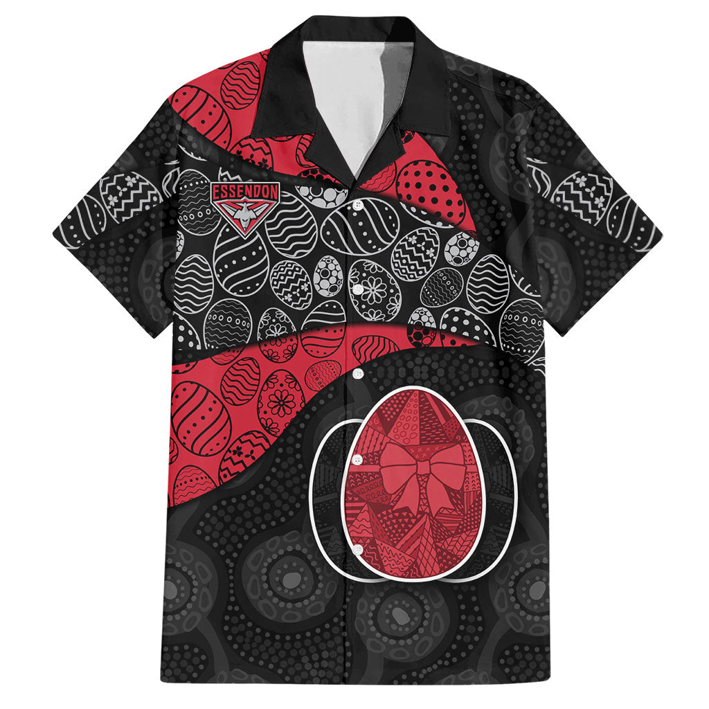 Personalized Essendon Football Hawaiian Shirt Easter Egg Pattern Red Black Tribal Dot Art Style