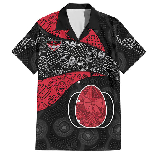 Personalized Essendon Football Hawaiian Shirt Easter Egg Pattern Red Black Tribal Dot Art Style
