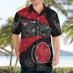 Personalized Essendon Football Hawaiian Shirt Easter Egg Pattern Red Black Tribal Dot Art Style